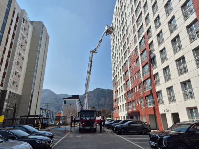 인제소방서, 고층아파트 화재 대응 현장적응훈련 실시