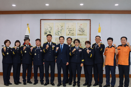 우상호 강원도지사, 도 의용소방대연합회와 간담회