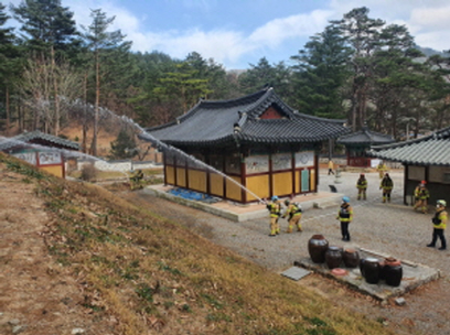 태백소방서, 가을철 산불 대비 문화재 장명사 합동소방훈련 실시